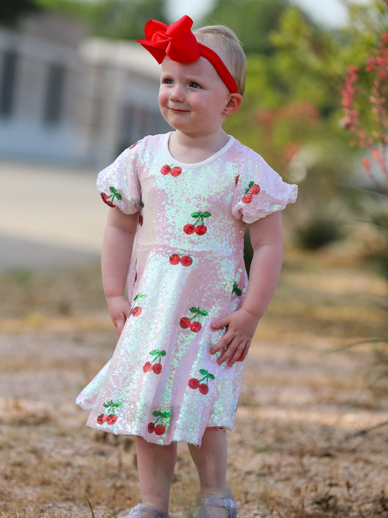 Nina - Girl's Cherry Sequins Dress