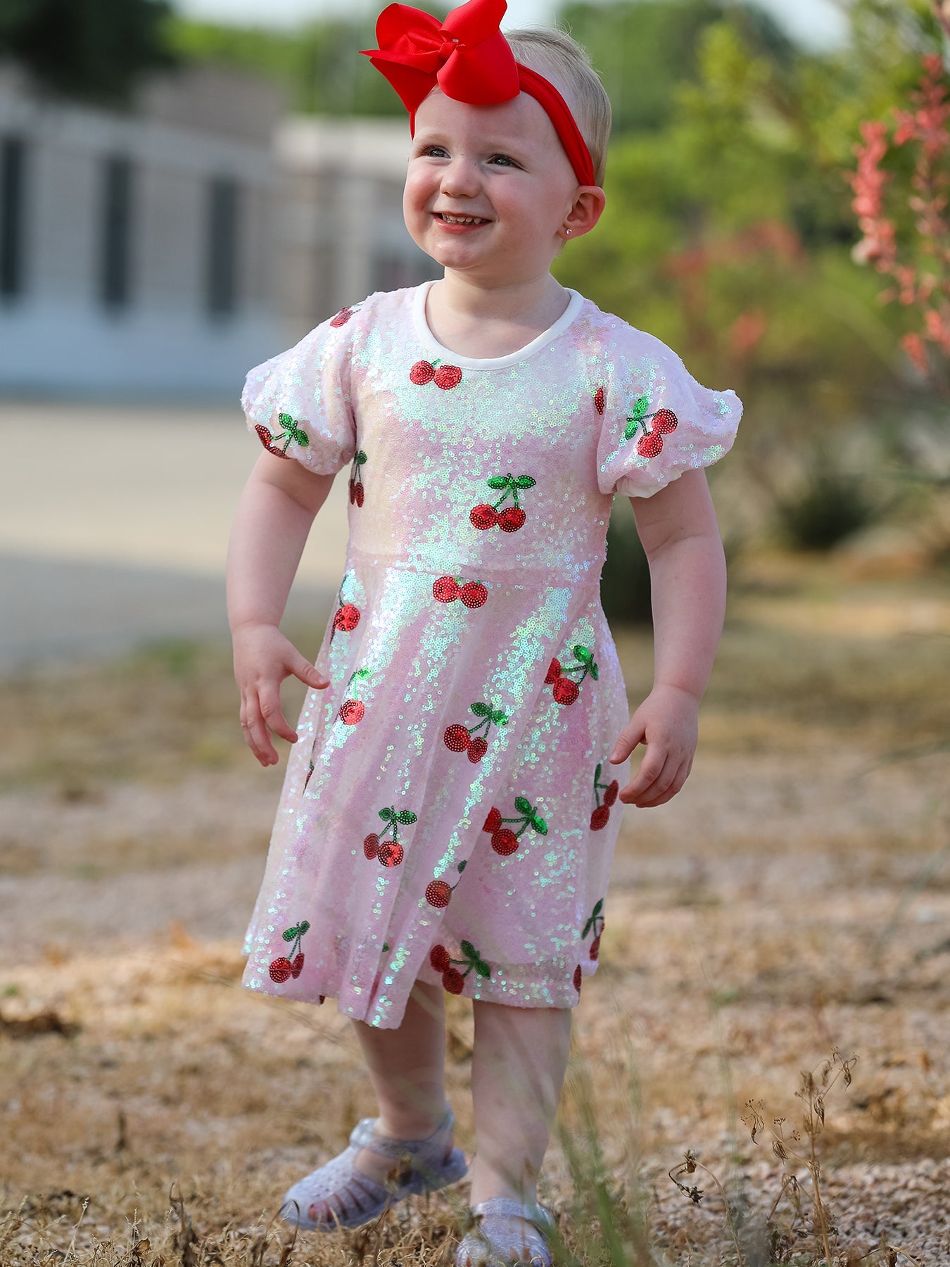 Nina - Girl's Cherry Sequins Dress