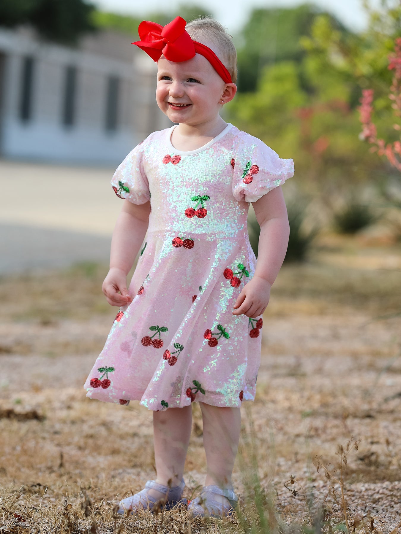 Nina - Girl's Cherry Sequins Dress