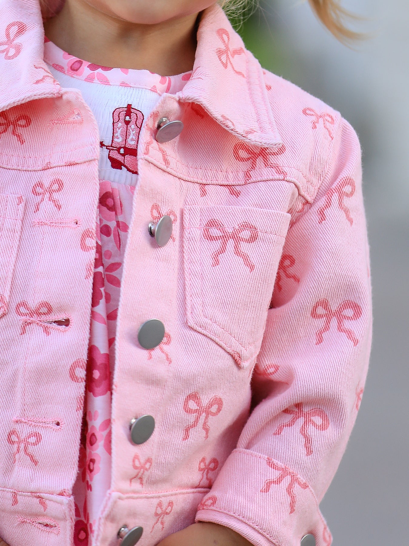Riley - Girl's Denim Bow Jacket