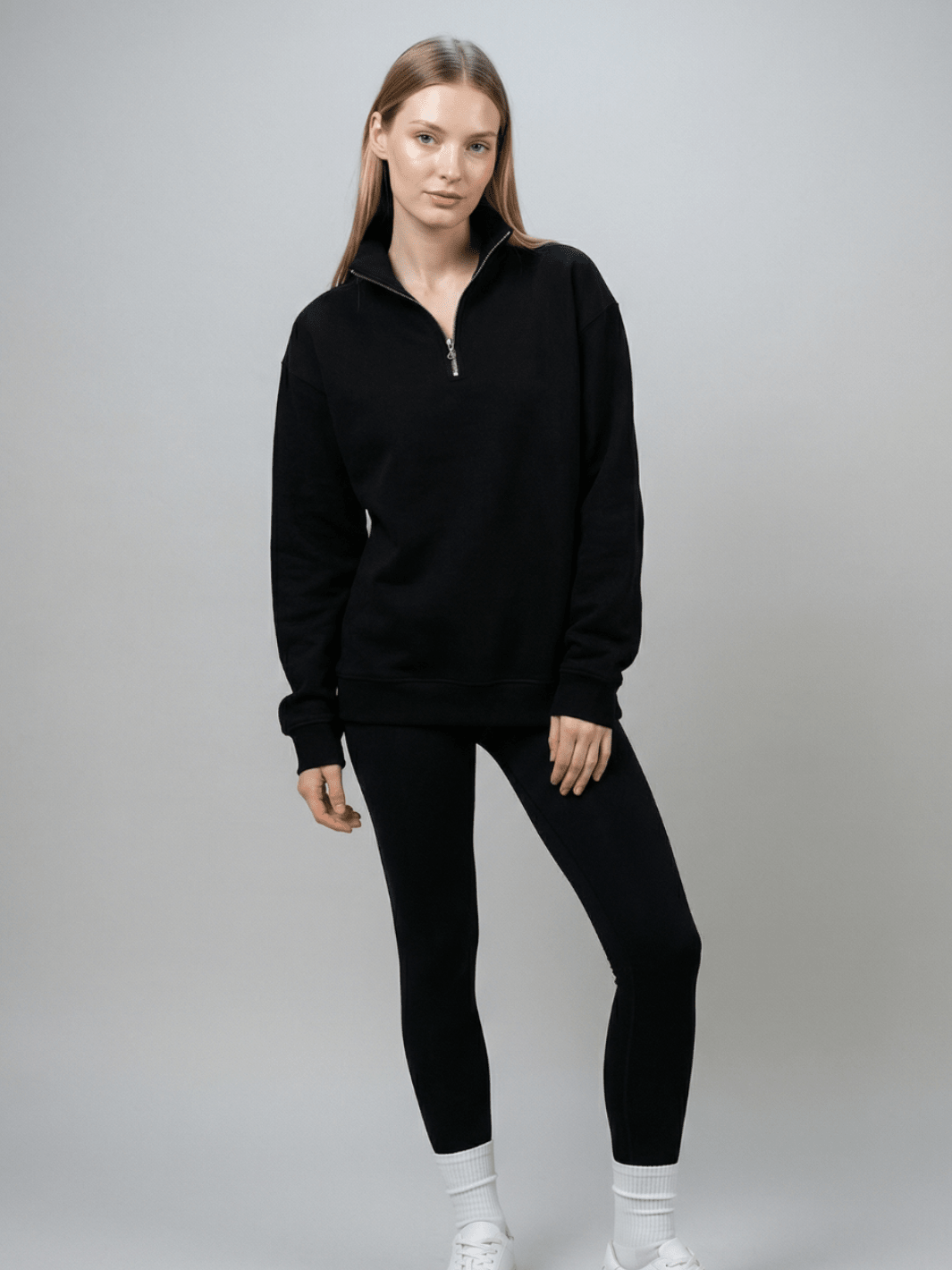Sasha - Oversized Half-Zip Sweatshirt
