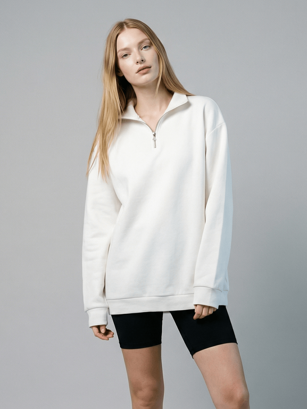 Sasha - Oversized Half-Zip Sweatshirt